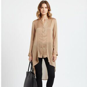 Zeuselen Taupe Sheer Long Sleeve Duster Top L NEW